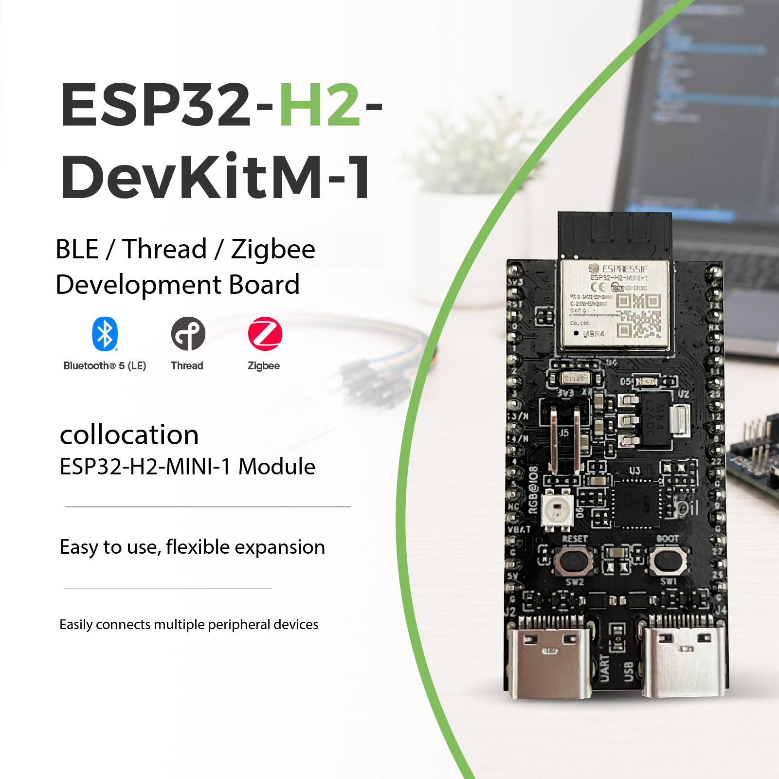 Esp32 H2 - Espressif ESP32-H2-DevKitM-1 802.15.4 RISC-V Kartı, Zigbee,